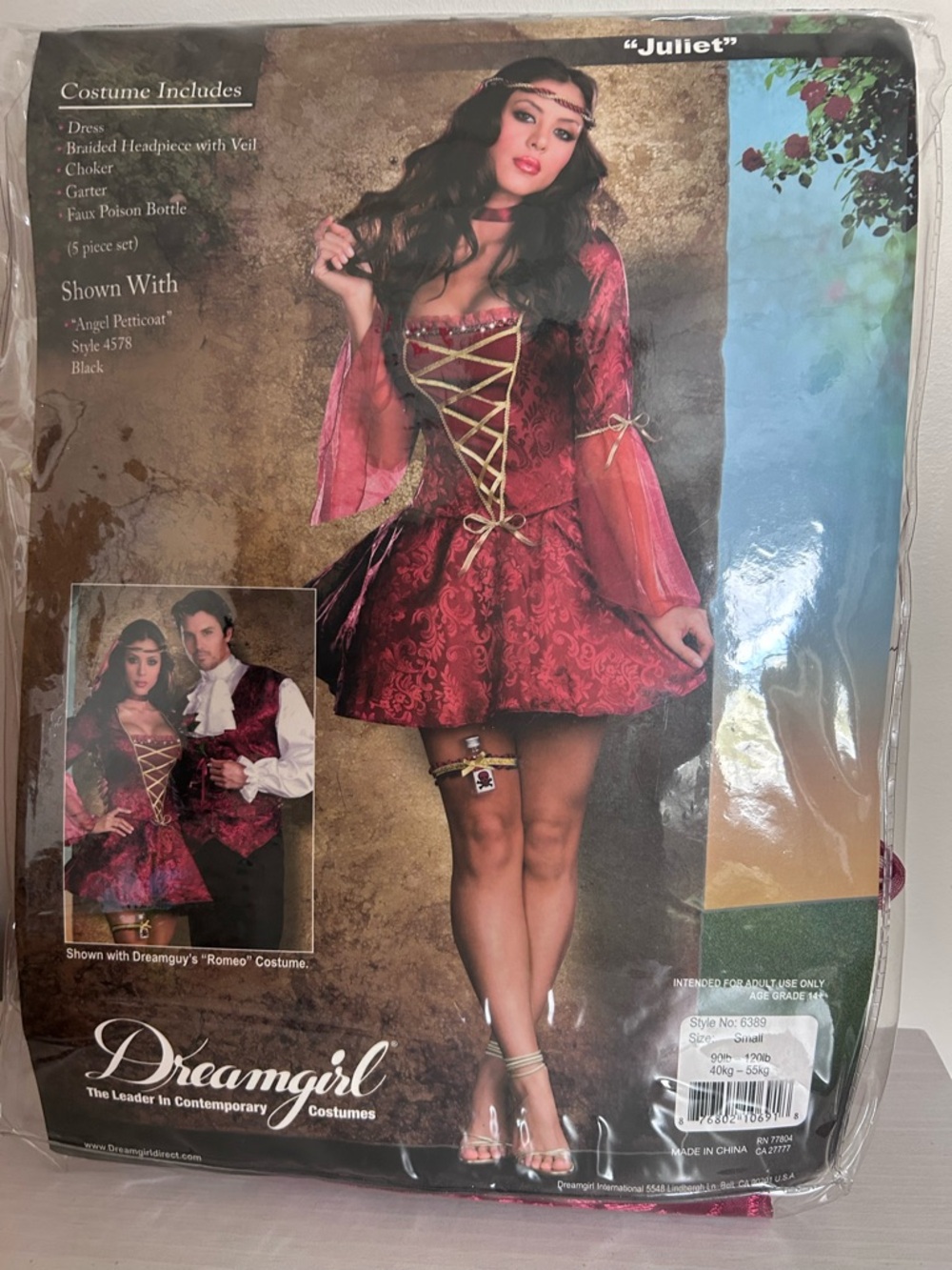 Dreamgirl Burgundy and Gold Renaissance Lace-Up Costume Dress